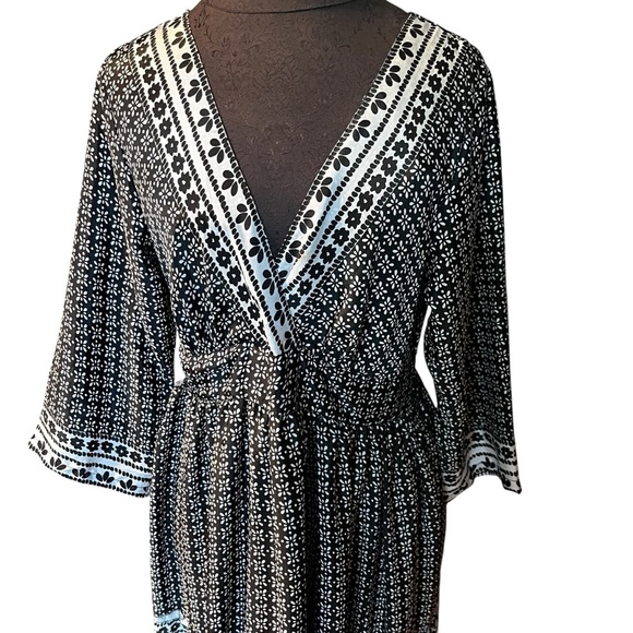 Magic 2 Me Anthropologie Black White Floral Maxi Festival Dress L - Picture 4 of 7